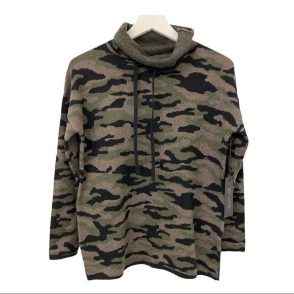 Rachel Zoe Camo Print Fold-Over Neck Sweater - Picture 6 of 6